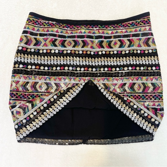 Guess Colorful Sequin Embellished Mini Skirt Festival Event Summer Art to Wear - Picture 7 of 8